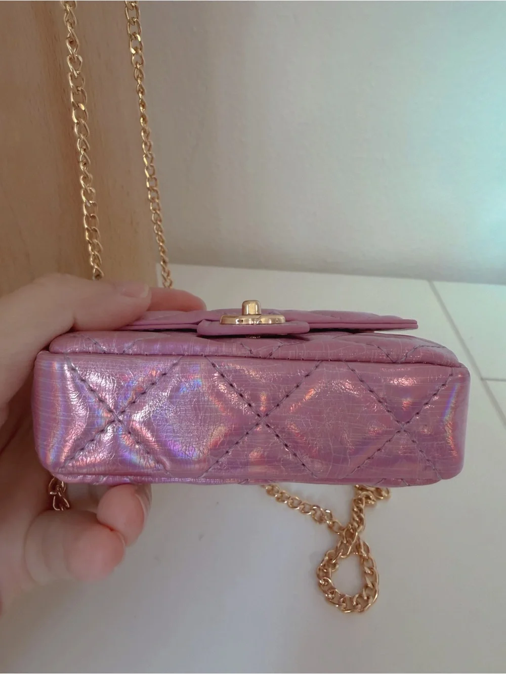 Pink Purple Holographic Mini Crossbody Bag